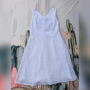 Rabbit Rabbit Rabbit Petites Bright White Lace Ruffle Front Sleeveless Dress